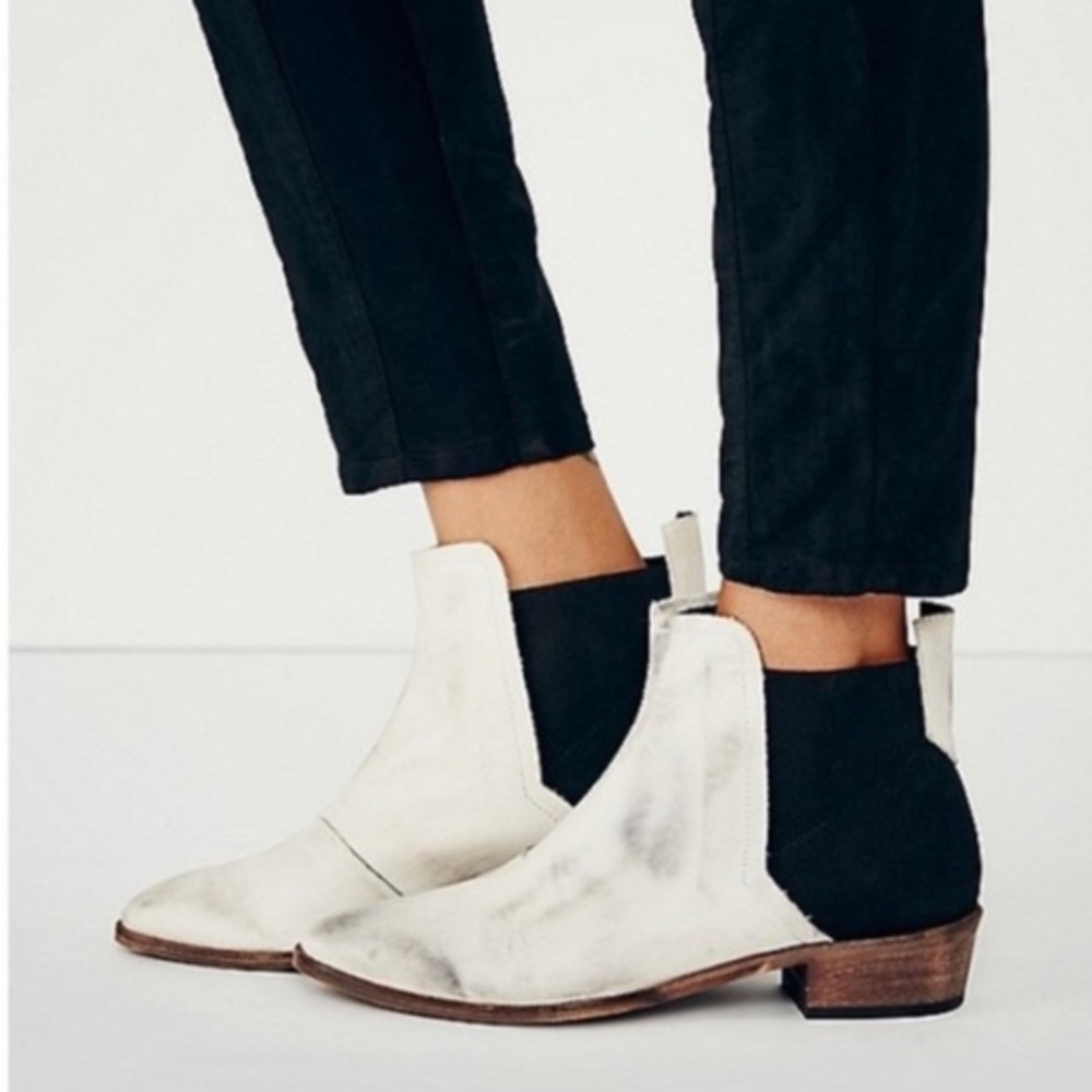 Free People Black and White Ankle Boots